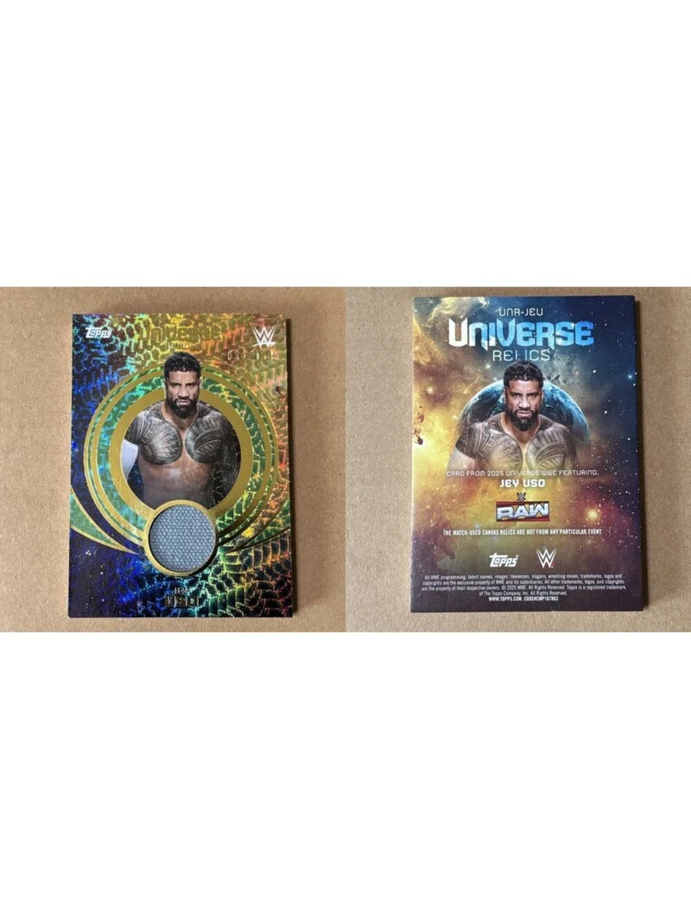 2025 Topps Universe WWE Jey Uso #UNR-JEU Universe Relics #/199 RAW